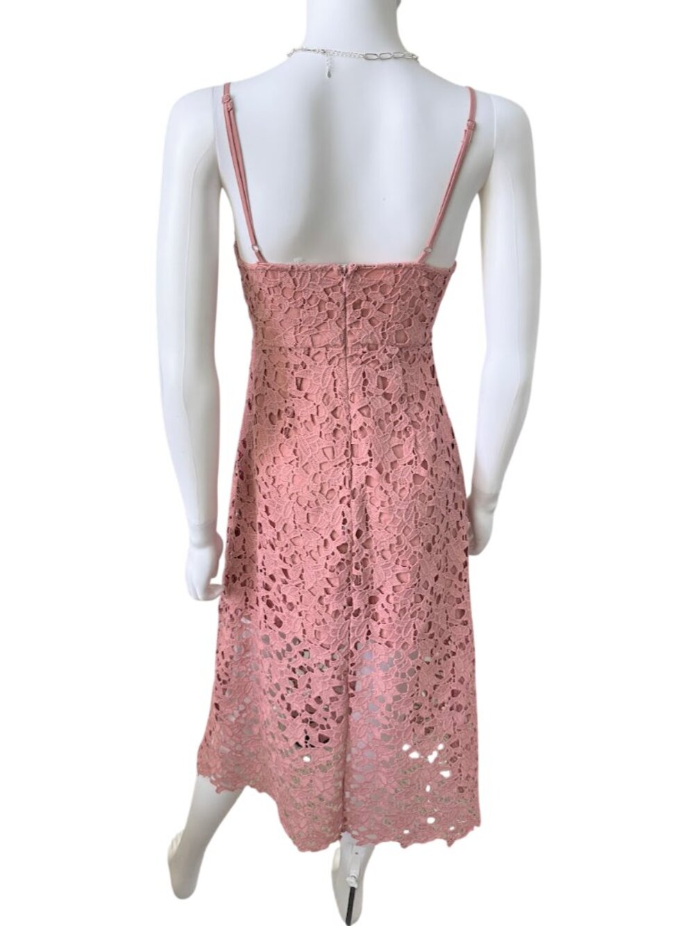 ASTR the Label Lace Midi Dress Pink Spaghetti Strap Fit Flare Boho Size S - Picture 3 of 12